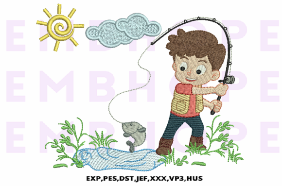 Review: Boy Fishing at Sunrise on the Lake Design